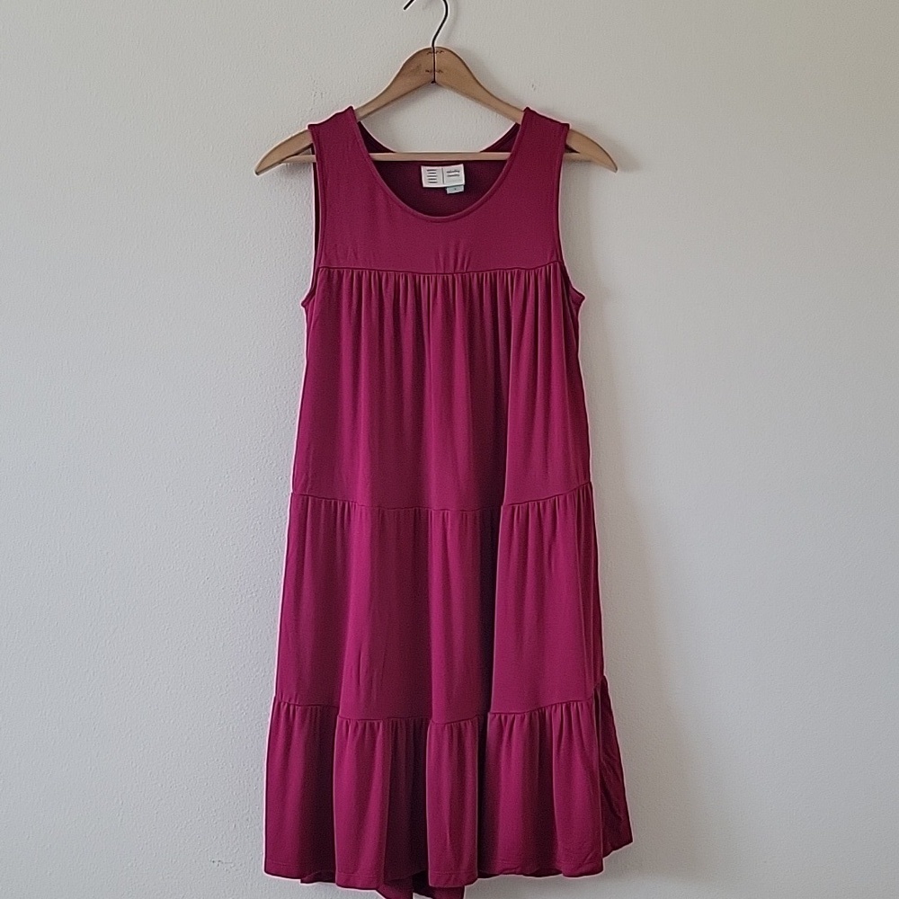 [Anthro] Saturday Sunday Magenta Tiered Sleeveless Dress Size Small‎